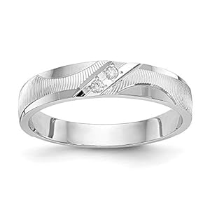 14k White Gold Diamond Trio Ladies Wedding Band Ring, Size 51 1/2