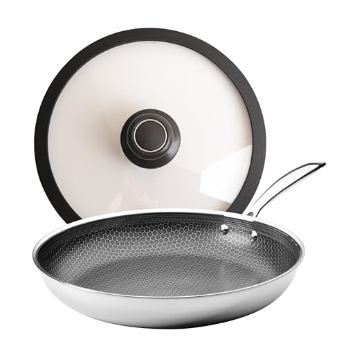 Image of Black Cube Quick Release Fry Pan-Hybrid Cookware with Tempered Glass Lid, 12.5-Inch