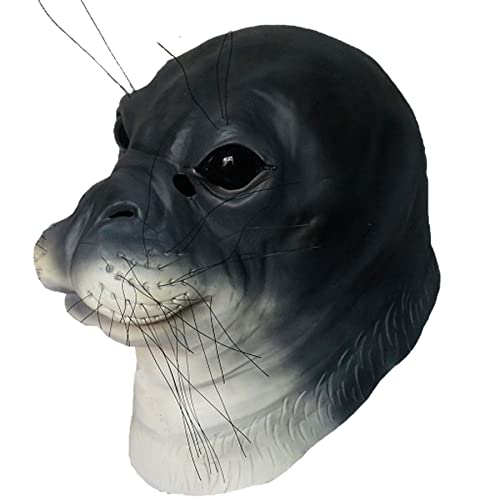 Noveltyfaces Realistic Aquatic Seal Animal Head Party Latex Halloween Costume Mask, Grey