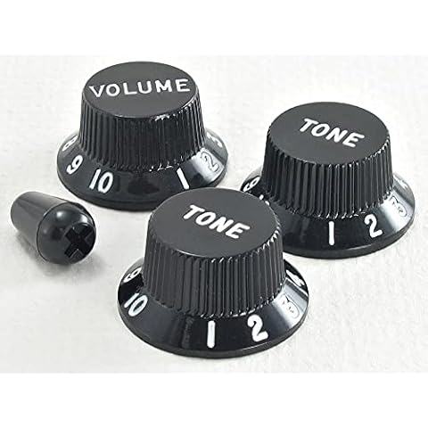 ToneShaper Fender Knob Set, Strat, Black Cover