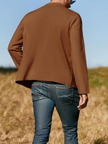 Mens Cardigan Sweater Knit Blazer Suit Jacket Casual Two Button Lightweight Sport Coat with Pockets3