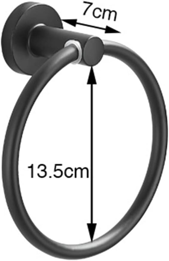 Towel Ring, Bathroom Towel Rack, Towel Hanging Towel Rail, Black Round Stainless Steel Hand Towel Holder, Wall Mounted Bathroom