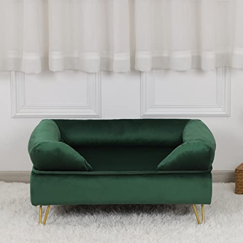 Dog Couch For Small Pet,Dog Sofas And Chairs,Dog Beds With Soft Velvet Fabric,Wooden Frame Cat Bed,Pet Sofa Bed For Medium Dog Rest Using,Emerald #TOP5