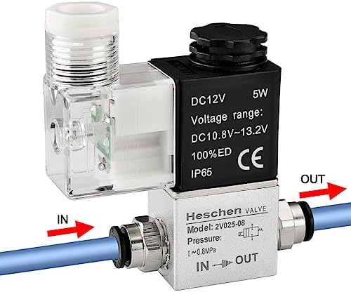 Heschen elektryczny pneumatyczny zawór elektromagnetyczny 2V025-08 12 VDC PT1/4 2/2 drożny normalnie zamknięty IP65 CE