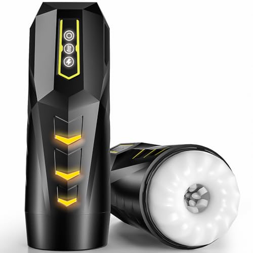 Image of Kingdemer Male Masturbator Pocket Pussy Sex Toys for Men - Adult Men Sex Toy with 9 Vibrating & 10 Thrusting, Flesh Soft 3D Textured Wrapped, Masturbators Light with Full Speed Burst Mode