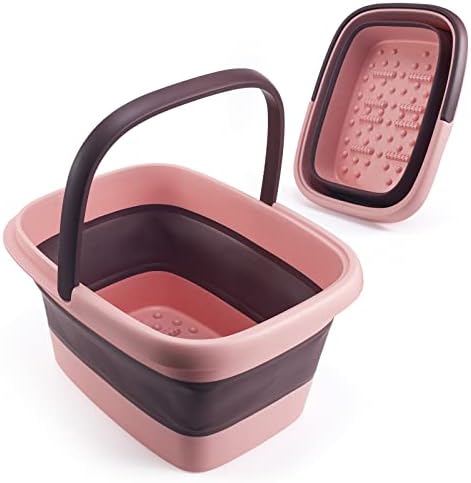 ALYSTER Foot Bath Collapsible Foot Bath Foot Soak Tub with Handle Foot Spa Bath 15L/4 Gallons Massager Foot Soaking Bath Basin Feet for Dry Cracked Feet, Pedicure Foot Soak, Home Spa Treatment