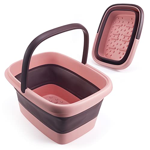 ALYSTER Foot Bath Collapsible Foot Bath Foot Soak Tub with Handle Foot Spa Bath 15L/4 Gallons Massager Foot Soaking Bath Basin Feet for Dry Cracked Feet, Pedicure Foot Soak, Home Spa Treatment