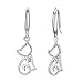 New Cat CZ Dangle Drop Earrings for Women Teen Girls Crystal Cute Dangling Hypoallergenic (silver)