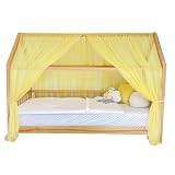 pamuka Betthimmel im Prinzessinnen-Stil für Mädchen, Kinderzimmer-Dekoration für Montessori-Hausbetten, weicher Tüll, Kinderzimmer, Geschenk für Kleinkinder (Gelb, 340 cm, Set 1)