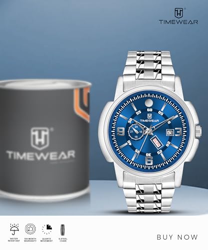 Image of TIMEWEAR Analog, Day Date Functioning, Stainless Steel Chain Watch for Men