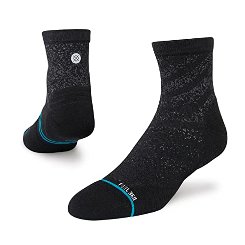 Stance Run Light Quarter - Unisex Socks - Ankle Protection - Active Fabric - Channeled-air Cushioning Black LG (US Men's Shoe 9-13, Women's Shoe 11-14) One Size