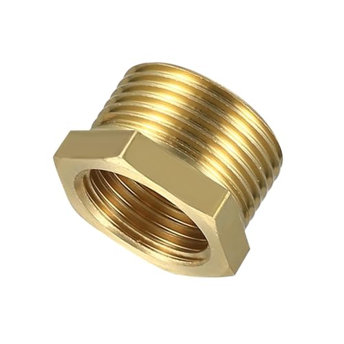 TOP-VIGOR Adaptador reductor de buje hexagonal, 20 mm hembra a rosca macho de 25 mm, conector BSP de latón para tuberías de agua de jardín