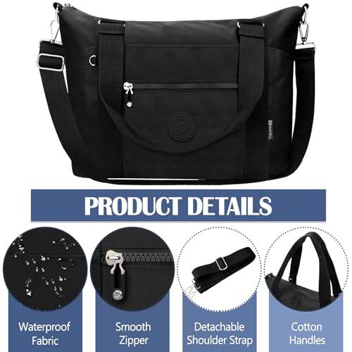 Teuen 11235 Travel Duffel Bag Gym Bag For Women, Waterproof Nylon Weekender Overnight Bag Personal Item Carry On Bags For Airplanes Hospital Sports Mommy Tote Bag Workout Dance Luggage Bag thumb #4