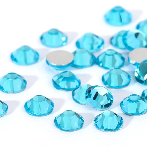 Image of Novani Rhinestones 1440pcs SS20 Glass Rhinestones Crystal Flatback Stones Craft Nail Makeup Bags and Shoe Decoration (SS20, Aquamarine)