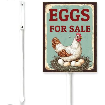 Horienteeon Eggs For Sale Sign With Stake Hen Nest Chicken Eggs For Sale Yard Neighborhood Farm Lawn Prop Walkway Porch Decorations,Street Business Outdoor Aluminium Décor 6x4.6"