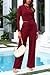 PRETTYGARDEN Women's 2 Piece Sets 2025 Fall Long Sleeve Crop Tops Wide Leg Pants Matching Outfit Tracksuits Fashion Clothing (Wine Red,X-Large)