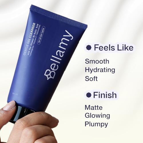 Image of Bellamy Gentle Gel Cleanser with Pro Vitamin B5 & Kojic Acid | No Soap Cleanser For Face with Lemongrass, Vitamin C, Vetiver, Basil & Niacinamide | For All Skin Types Including Sensitive | 70gm
