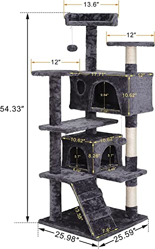 image for Nova Microdermabrasion 54in Cat Tree Tower Furniture Cat Condo with Sc