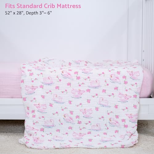 Image of LollyBanks Muslin Crib Sheet, 100% Cotton Fitted Crib Sheets for Girls