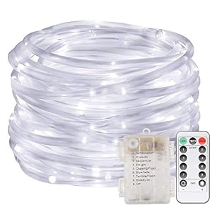 LED Rope Lights, 100 LED Waterproof String Lights Outdoor Tube Lights Battery Operated with Remote Control 8 Modes for…