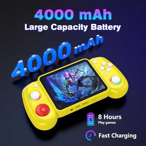 Image of RG43H Pro Retro Handheld Game Console, 4.3 Inch Retro Gaming Console with 4000mAh Battery, RK3562 Opensource Hand Held Games Console, EmuELEC&RGBOX Dual Systems Video Console, HDMI TV Output, Yellow