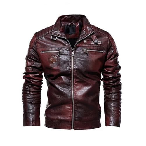 Men Winter Fleece Motorcycle Faux Leather Jacket Removable Fur Collar Windbreaker Hombre Slim Coat