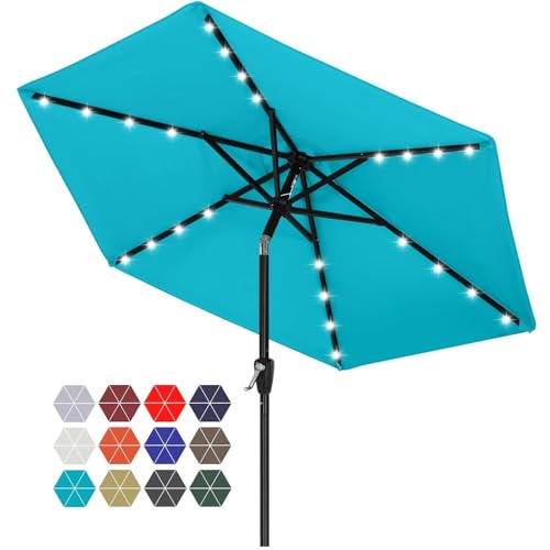 ABCCANOPY Durable Solar Led Patio Umbrellas with 32LED Lights 9FT (Turquoise)
