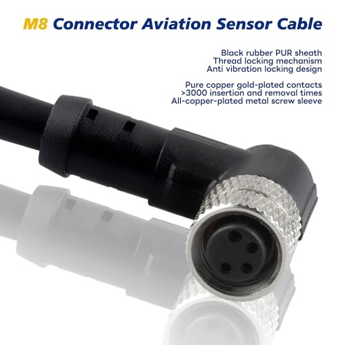Cable conector M8 hembra ángulo recto 4 pines 2 m miniatura 6