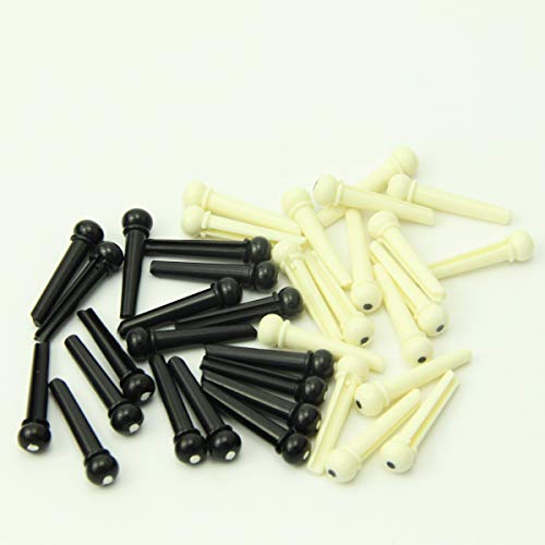 YXGOOD 36 Pcs Plastic Acoustic Guitar Bridge Pins for String Peg Guitar Parts Replacement, 18 Pcs Ivory and 18 Pcs Black Bridge Pins For Acoustic Guitar