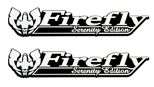 Image of 2Pc Firefly Serenity Edition Emblem 3D Badge Nameplate Decal Sticker Replacement for Universal Car Truck SUV (Silver Black)
