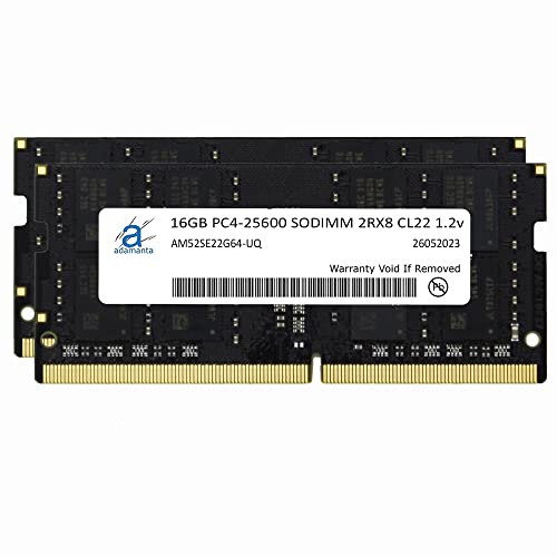 Image of Adamanta 32GB (2x16GB) DDR4 3200MHz (or 2933MHz or 2666MHz or 2400MHz or 2133MHz) PC4-25600 SODIMM 2Rx8 CL22 1.2v Non-ECC Unbuffered Notebook Laptop Gaming RAM Memory Upgrade
