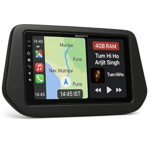 Modorwy 9' QLED IPS Android Car Stereo | OS 13 Wireless CarPlay & Android Auto Double Din Universal Stereo | 4GB+64GB | Bluetooth Wi-Fi | incl. AHD Camera & Frame Compatible with Maruti Brezza 2022