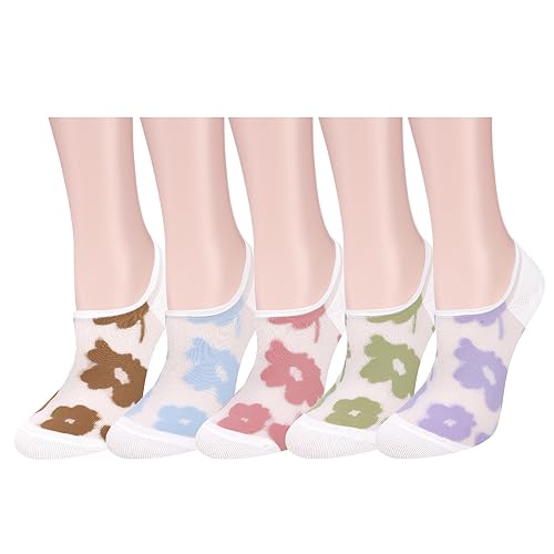 Image of Benefeet Sox Sheer No Show Socks for Women Girls Lace Mesh Low Cut Liner Socks Ultra Thin Nylon Invisible No See Footies Sock