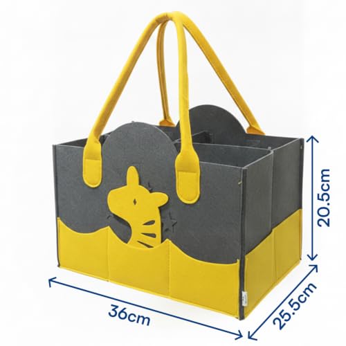 Image of House of Quirk Baby Diaper Caddy Organizer | Portable Nursery Storage Basket for Diapers & Wipes | Car Organizer for Newborn Essentials - Yellow Giraffe