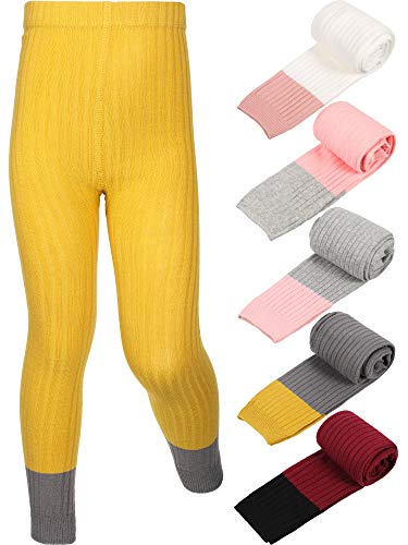 Geyoga 6 Pairs Baby Girls Legging Pant Footless Knit Tight Pantyhose Colorful Legging Stocking for Girls Keeping Warm, 2-4 Years Old