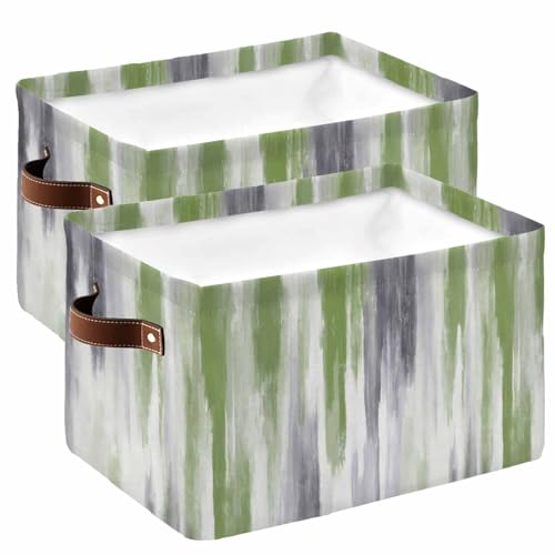 Sage Green Gray Storage Bins Cubes Waterproof Cloth Storage Basket,