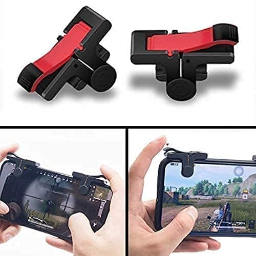 Image of QOCXRRIN Combo of Best PUBG Trigger Mobile Gaming Controller Sensitive Aim and Fire Red Black Triggers L1 R1 Button Mobile Finger Sleeve for Pubg /Free Fire /Cod Mobile