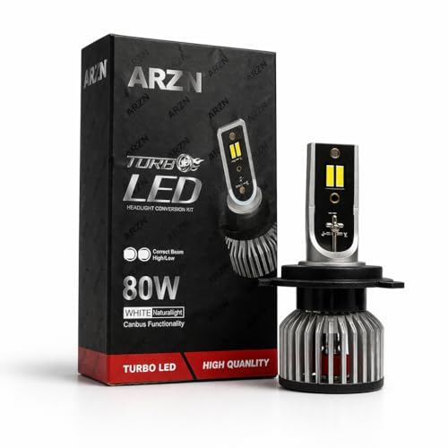 Image of ARZN H4 LED Headlight Bulb 80W - Standard Reflector Type for Car Motorcycle, Bright White 6000K, Canbus Ready, Cooling Fan