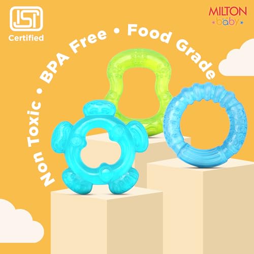 Image of Milton Baby Water Filled Teethers for 6 to 12 Months I ISI Certified I BPA Free Food Grade | 100% Purified Water Cooling Teething Relief | Easy Grip Gum Massage Texture | Set of 3