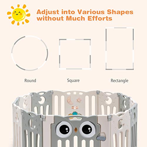 COSTWAY Grondbox baby, 12 HDPE paneel babybox speelbox, opvouwbare baby speelruimte met veiligheidsslot & educatief… - Image 5