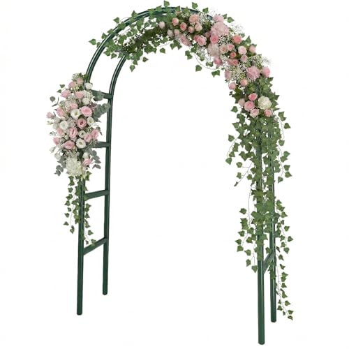 RUBFAC 7.8ft Metal Garden Arch Trellis for Climbing Plants Outdoor, Garden Arbors and Arches,...