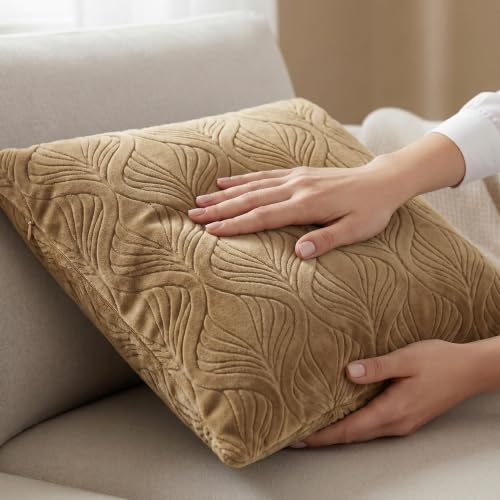 Image of Yellow Weaves Jacquard Cushion Covers | Sofa Cushion Covers | Throw Pillow Cover for Sofa, Couch, Living Room| Removable & Washable | 16x16 Inches, Set of 2 (Golden Brown)