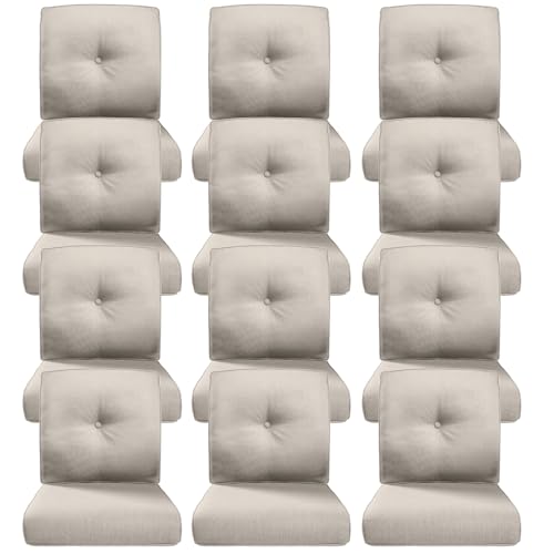 Image of Luxury 4 inch Thick Outdoor Cushion Set of 12 - 22x24 Patio Furniture Cushions with 28D High-Density Foam, Water-Resistant & Fade-Resistant Fabric, Removable Covers for Patio Furniture Sofa Couch -Beige