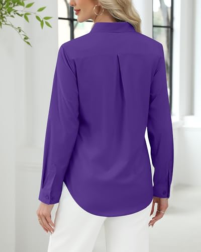 Image of J.VER Button Down Shirts for Women Stretch Collared Cotton Long Sleeve Dress Shirt Business Casual Blouse for Work