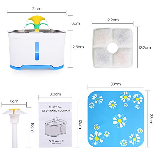 Beacon Pet Cat Water Fountain Stainless Steel, LED 81oz/2.4L Automatic Pet Fountain Dog Water Dispenser with 4 Replacement Filters & 1 Silicone Mat for Cats Dogs Multiple Pets - Thumbnail 2