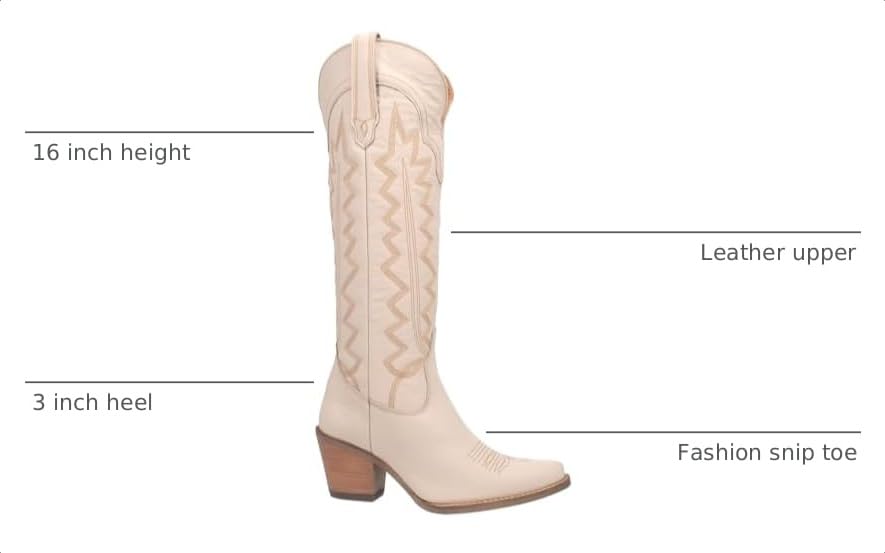Image of Dingo Womens High Cotton Embroidery Snip Toe Casual Boots Knee High Mid Heel 2-3 inch