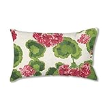 Plow & Hearth 35674-13 Weather-Resistant Outdoor Classic Lumbar Pillow, 1 Count (Pack of 1), Geranium