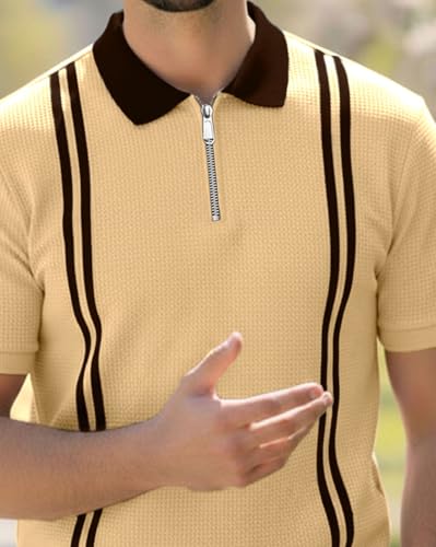 Image of AUSK Men Casual T-Shirt, Texture Printed Half Sleeve Tshirt for Mens, Polo Tshirt for Boys