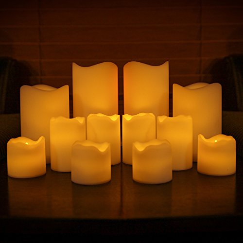 Indoor Outdoor Candles - Flameless LED Plastic Candle Set of 12, Water Resistant, Warm White and Color Changing Glow, Batteries Included - Thumbnail 2