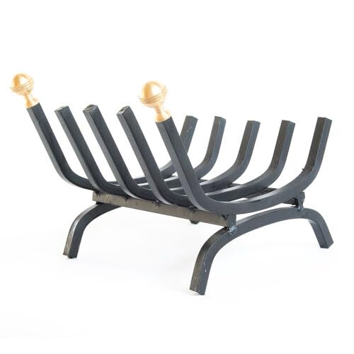 Generico Portalegna 30 cm - Pomelli in Ottone - Rack per Legna da Ardere - Nero - Vicino al Camino o alla Stufa